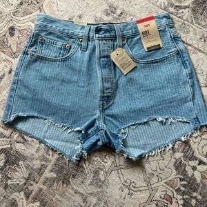 Levi's 501 Classic Blue Distressed Jean Shorts